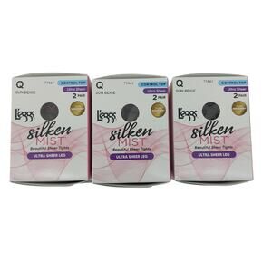 Leggs Q Sun Beige Run Resistant Silken Mist Ultra Sheer Leg Control Top 6 Pairs